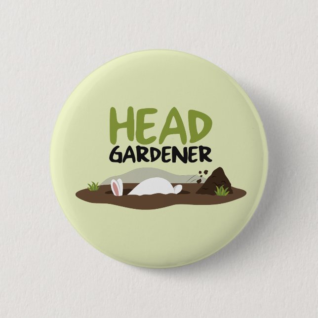 Head Gardener Illustration 2 Inch Round Button (Front)