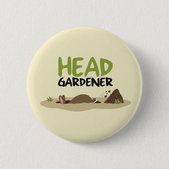 Head Gardener Illustration 2 Inch Round Button (Front)