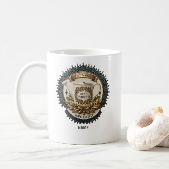 Head Gardener | Personalized British Heritage Wate Coffee Mug (With Donut)