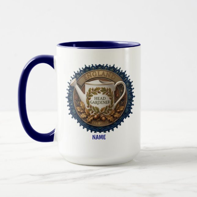 Head Gardener | Personalized British Heritage Wate Mug (Left)