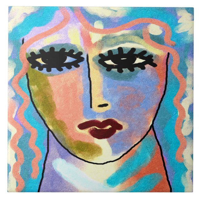 Head in the Clouds Abstract Digital Painting Tile (Front)