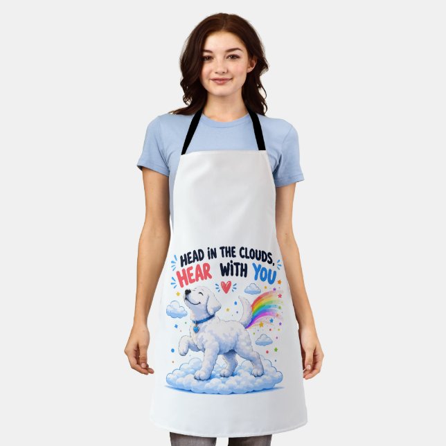 Head in the Clouds Cute Dog Design Apron (Worn)