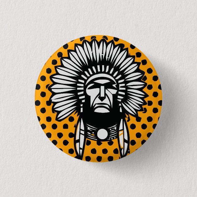 Head indian 1 inch round button (Front)