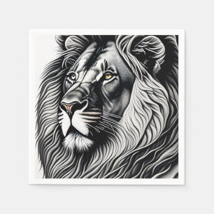 Head Lion Drawing Art Napkin