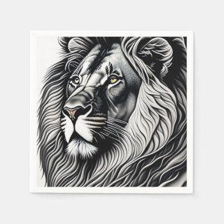 Head Lion Drawing Art Napkin