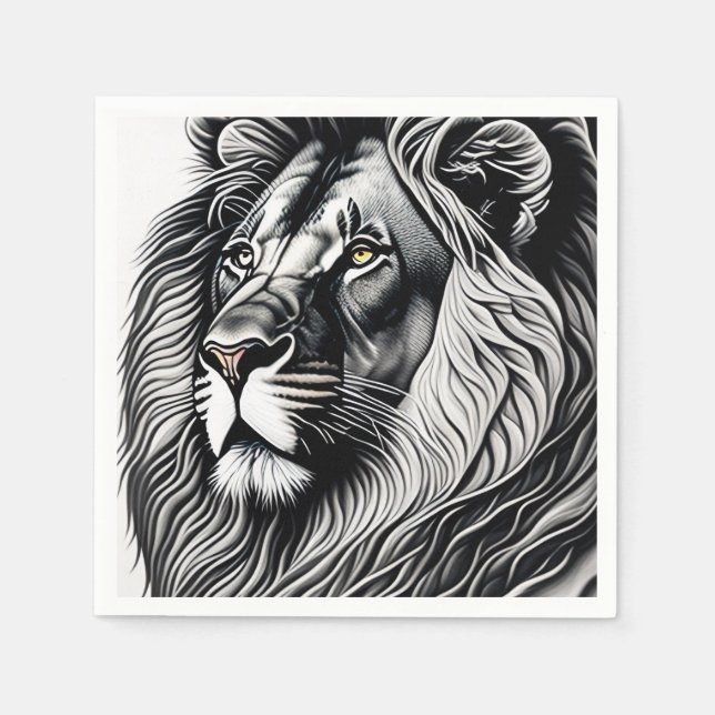 Head Lion Drawing Art Napkin (Front)