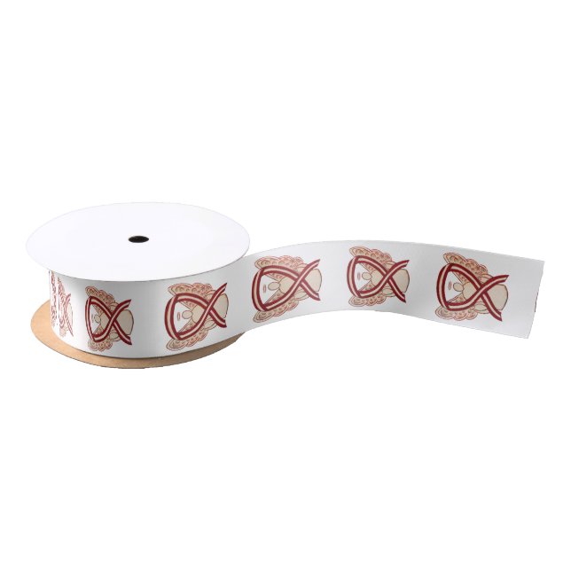 Head & Neck Cancer Awareness Ribbon Angels Design Satin Ribbon (Spool)
