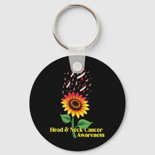 Head Neck Cancer Awareness Sunflower Keychain