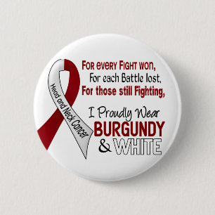 Head & Neck Cancer I Proudly Wear Burgundy White 1 2 Inch Round Button