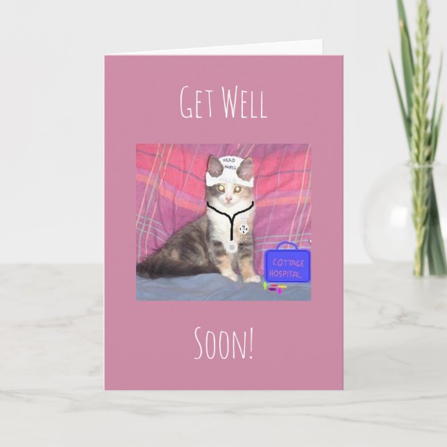 Head nurse kitten Get well soon Card (Front)