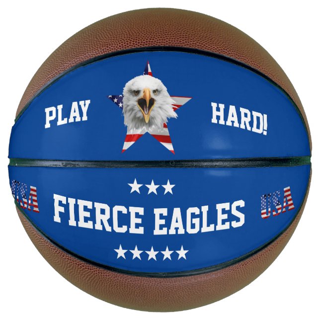Head Of A Bald Eagle, Star, USA Flag Basketball (Front)