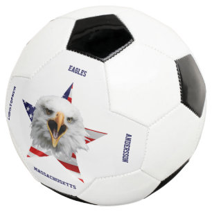 Head Of A Bald Eagle, Star, USA Flag Soccer Ball