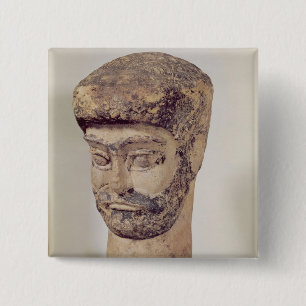Head of a beaded man, c.1800 BC 2 Inch Square Button