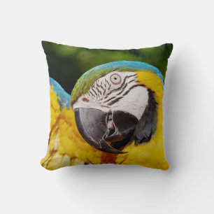Head of a Blue and Yellow Macaw  Throw Pillow