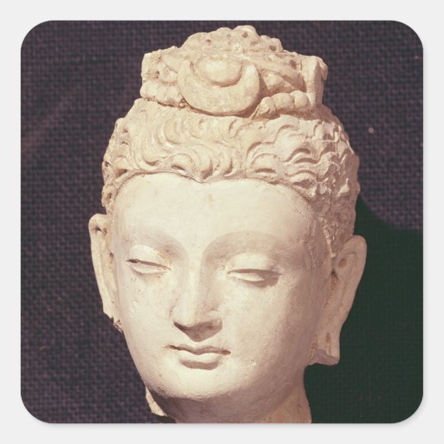 Head of a Buddha, Greco-Buddhist style Square Sticker (Front)