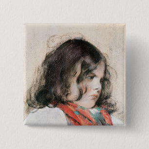 Head of a Child 2 Inch Square Button