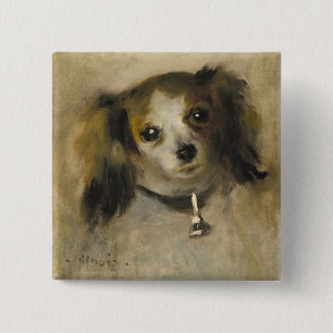 Head of a Dog, 1870 (oil on canvas) 2 Inch Square Button
