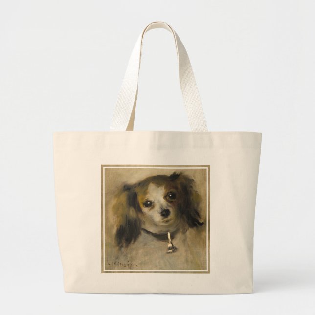 Head of a Dog, 1870 (oil on canvas) Large Tote Bag (Front)