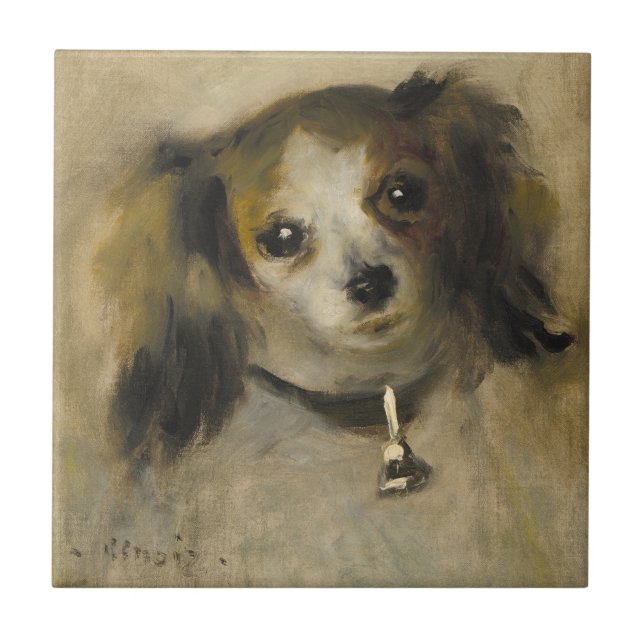 Head of a Dog, 1870 (oil on canvas) Tile (Front)