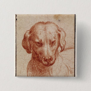 Head of a Dog 2 Inch Square Button