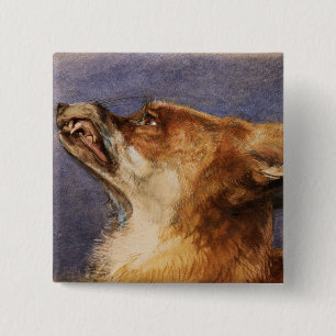 Head of a Fox 2 Inch Square Button