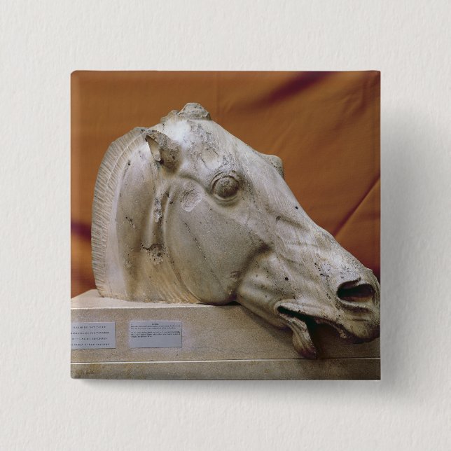 Head of a Horse of Selene 2 Inch Square Button (Front)