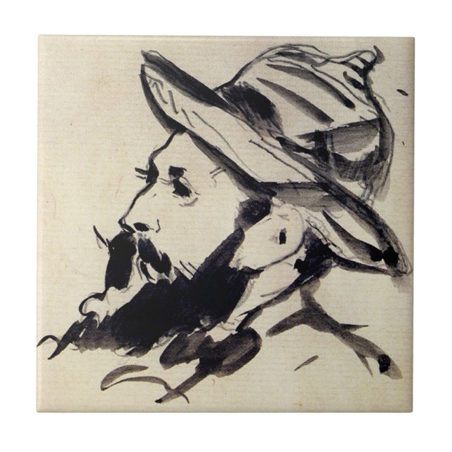 Head of a Man by Claude Monet, Tile (Front)