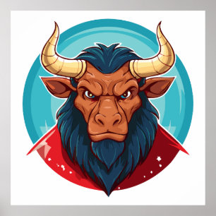 Head of a minotaur from greek mythology poster