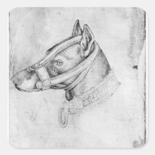 Head of a muzzled dog square sticker