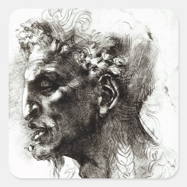 Head of a Satyr Square Sticker (Front)