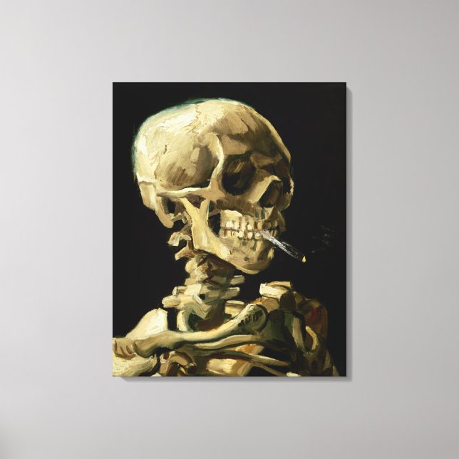 Head of a Skeleton with a Burning Cigarette Canvas Print (Front)