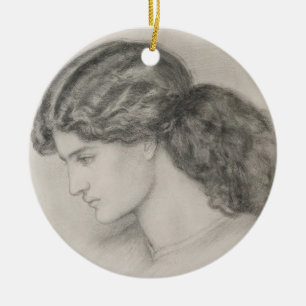 Head of a Woman, 1861 (pencil on paper) Ceramic Ornament