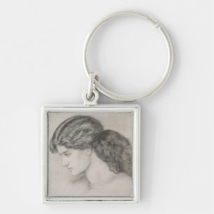 Head of a Woman, 1861 (pencil on paper) Keychain