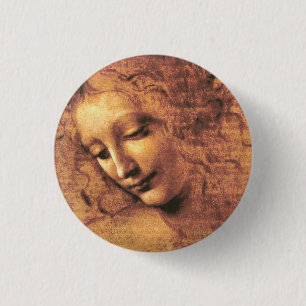Head of a Woman La Scapigliata Leonardo Da Vinci 1 Inch Round Button