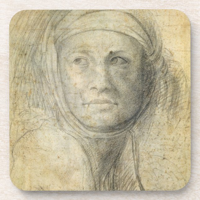Head of a Woman (pencil on paper) Coaster (Front)