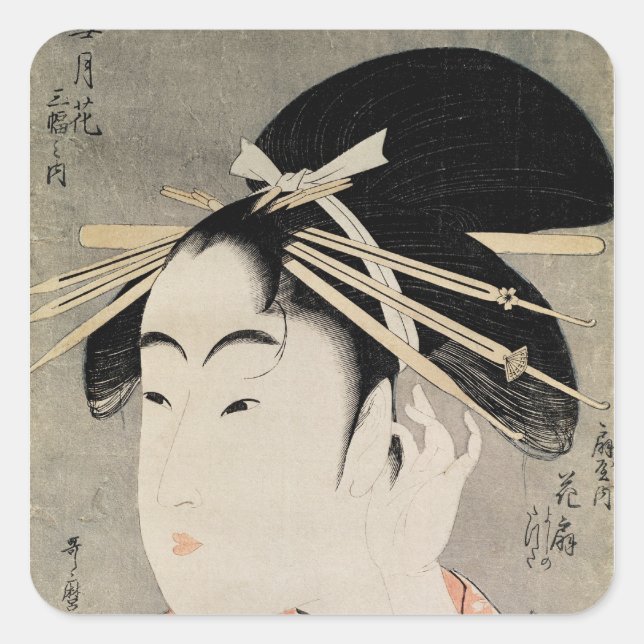 Head of a Woman Square Sticker (Front)