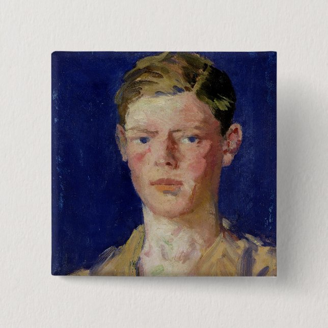 Head of a Young Man 2 Inch Square Button (Front)