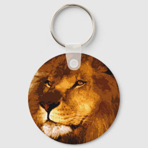 Head of African Lion Keychain