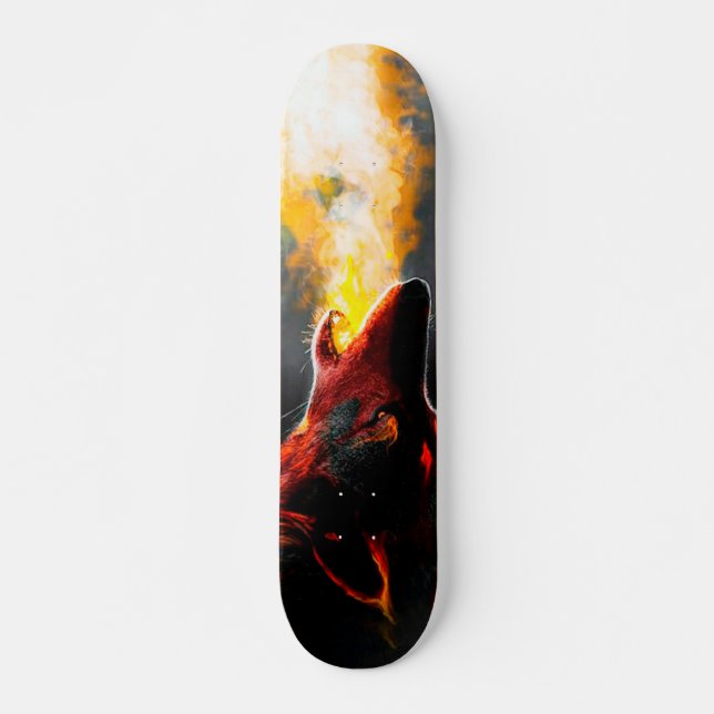 Head of Aggressive Fire Wolf Skateboard (Front)