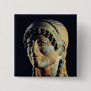 Head of an Etruscan Woman 2 Inch Square Button