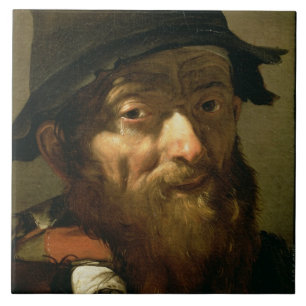 Head of an Old Man, detail of Portrait of an Old M Tile