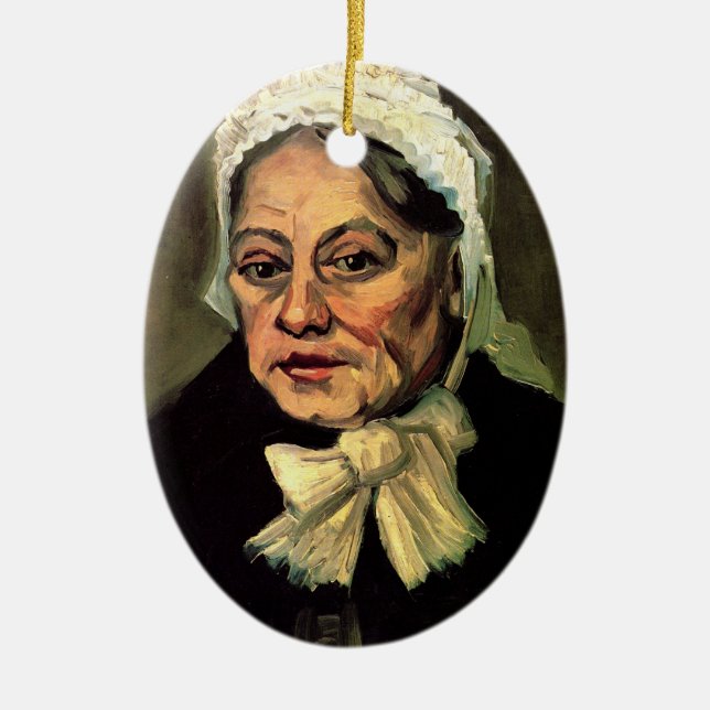 Head of an Old Woman White Cap by Vincent van Gogh Ceramic Ornament (Front)