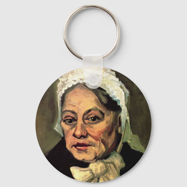 Head of an Old Woman White Cap by Vincent van Gogh Keychain (Front)