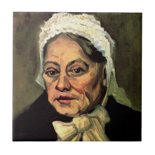 Head of an Old Woman White Cap by Vincent van Gogh Tile