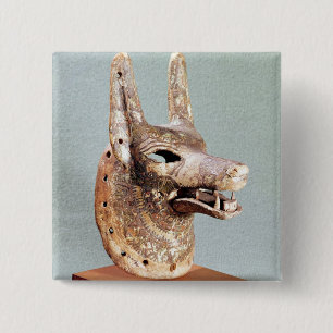 Head of Anubis, with a hinged jaw 2 Inch Square Button