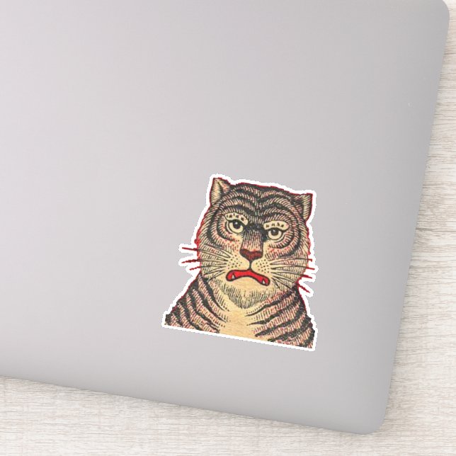 Head of Asian Tiger Fierce Face Red Outline Stripe (Detail)