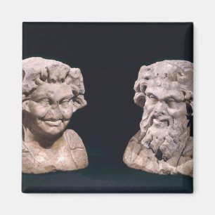 Head of Bacchus and satyr from a hermatic pillar Magnet