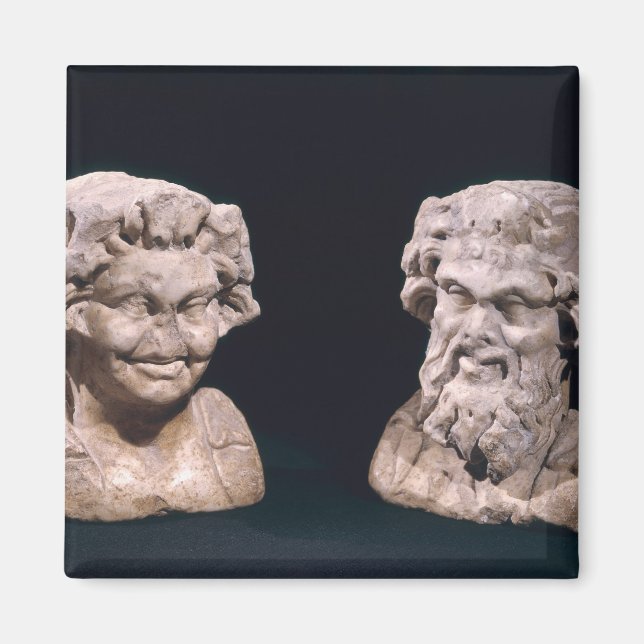 Head of Bacchus and satyr from a hermatic pillar Magnet (Front)