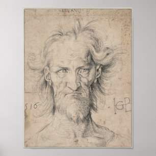 Head of Bearded Old Man (Saturn) by Durer Poster