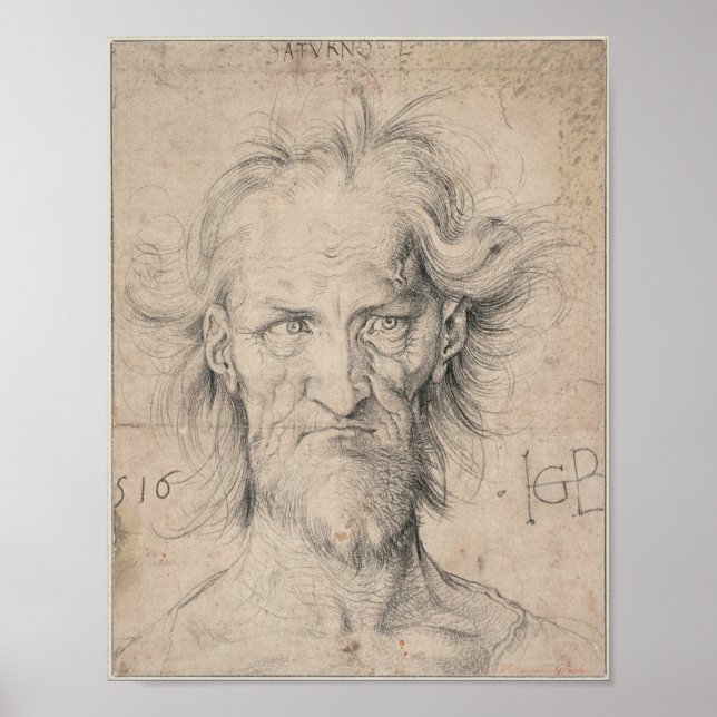 Head of Bearded Old Man (Saturn) by Durer Poster (Front)